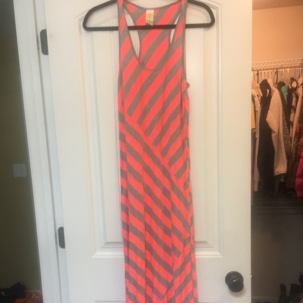 Orange and gray maxi dress